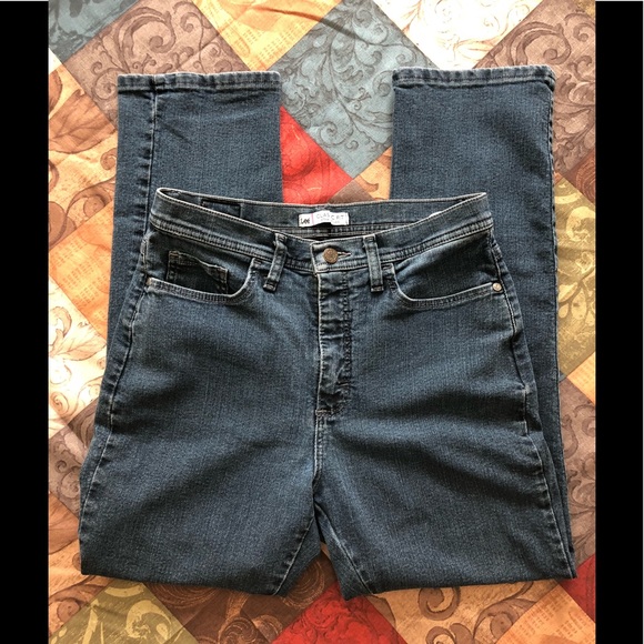 Classic Fit Lee Straight Leg Dark Blue Jeans Sz 8P - Picture 8 of 8